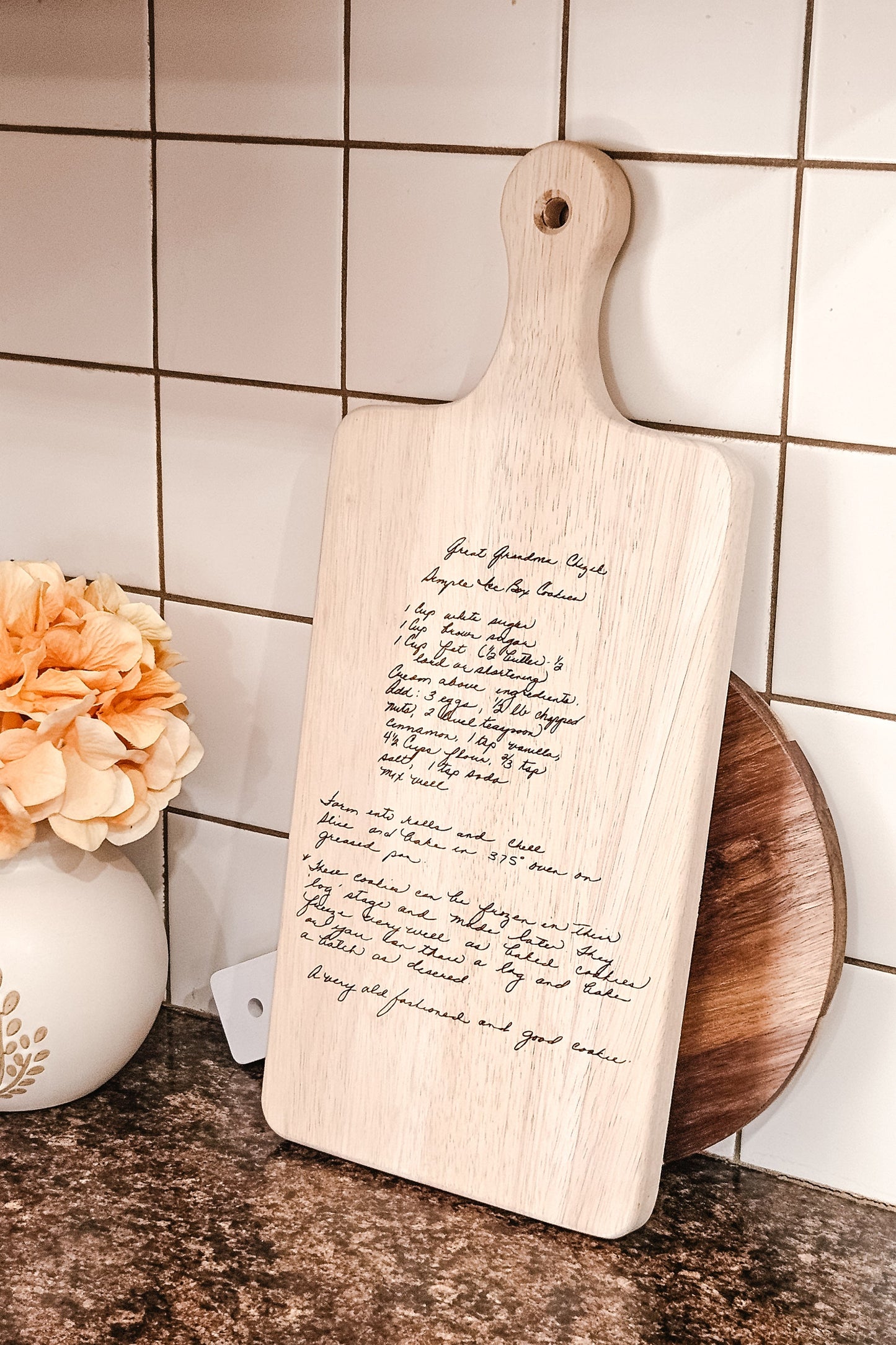 Personalized Recipe Board | Grandma's Mother's Cookie Recipe, Engraved Cutting Board, Family Keepsake, Cherished Nostalgic Gift, Permanent Recipe Book, Handwritten Recipe, Gift for Her, Gift for Mom