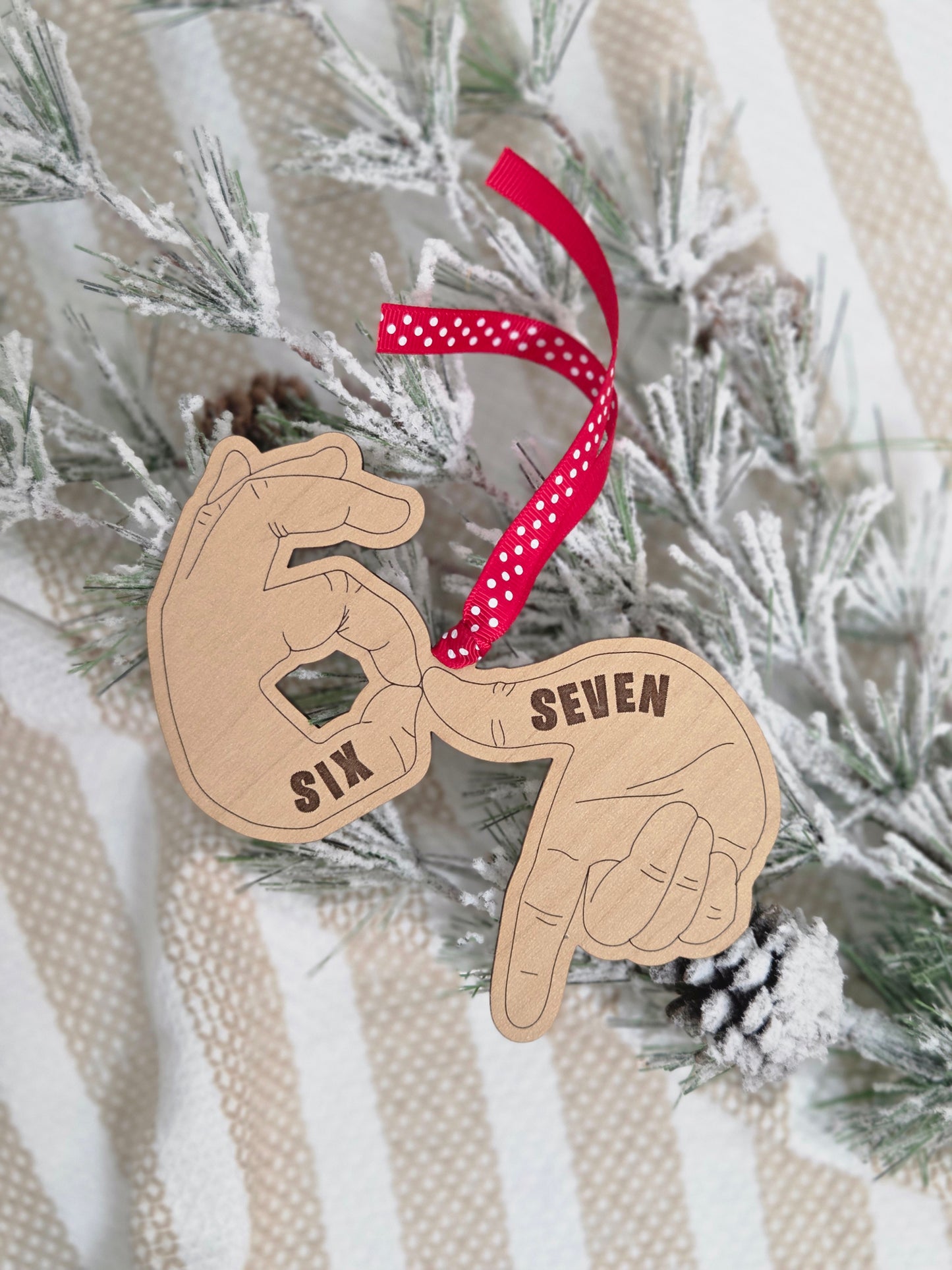 Six Seven Hand Sign Christmas Ornament