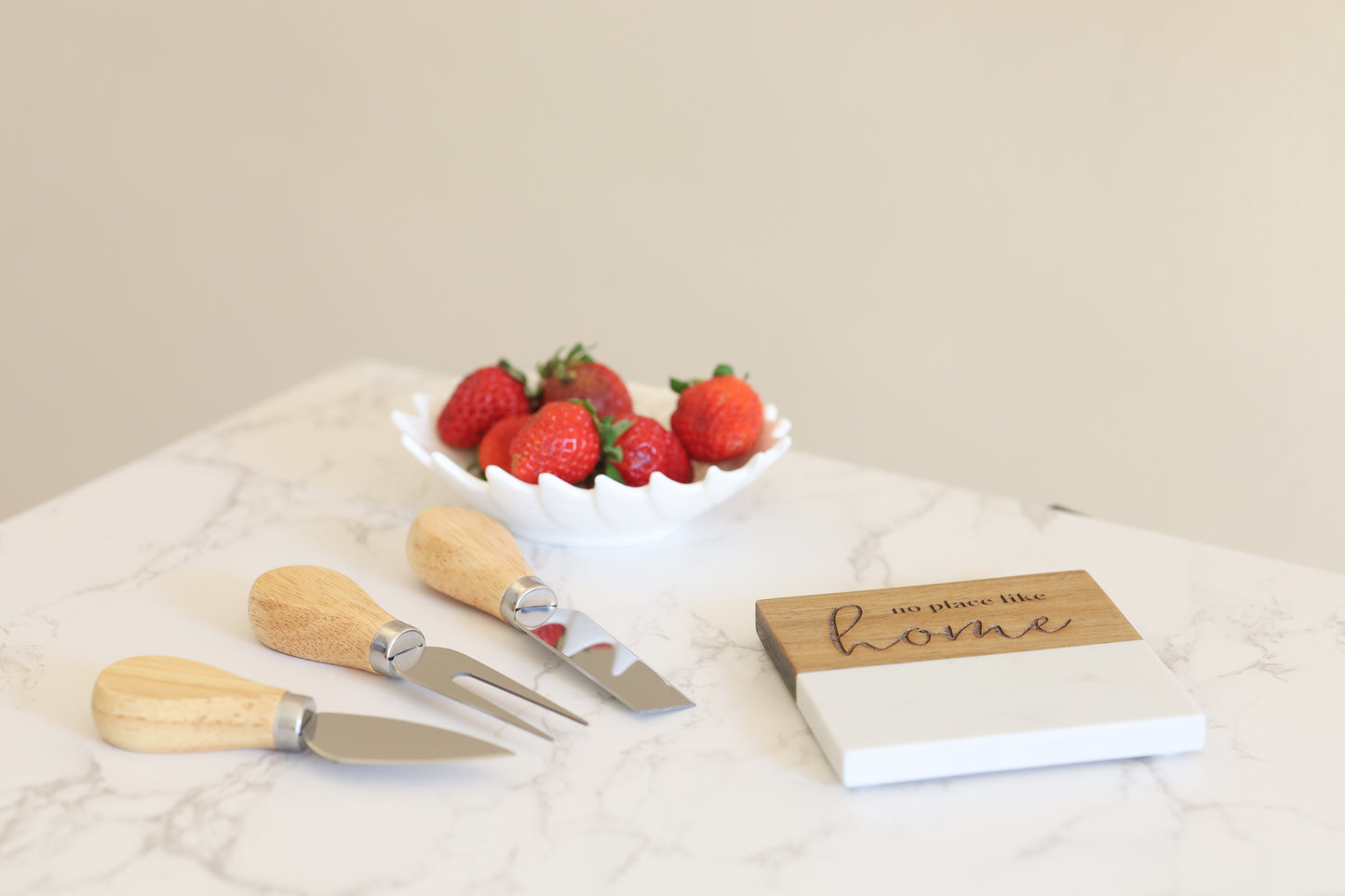 Coasters - Marble and Acacia Wood - Assorted Phrases