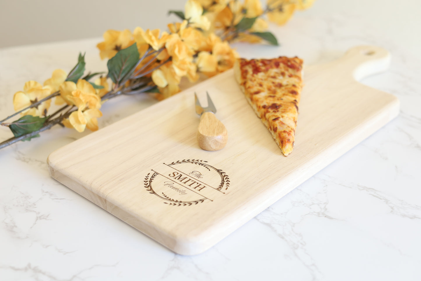 Charcuterie Wood Board - Family Name Wreath Design
