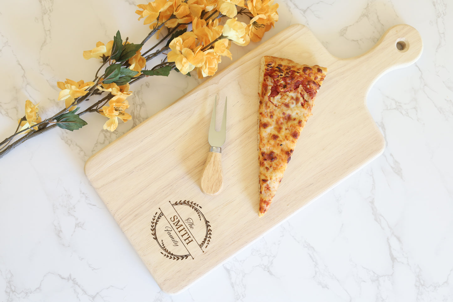 Charcuterie Wood Board - Family Name Wreath Design