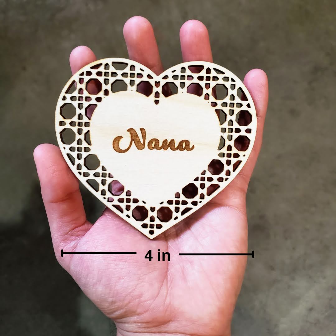 Heart Name Tags Boho Rattan