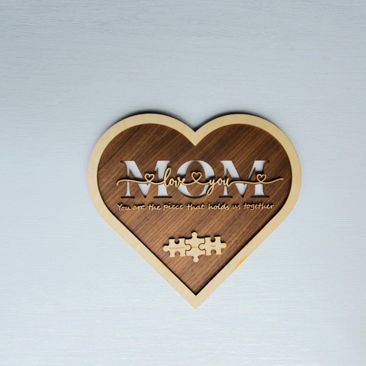 Mom Heart Puzzle Sign | Mother's Day Personalized Thoughtful Affordable Last Minute Gift