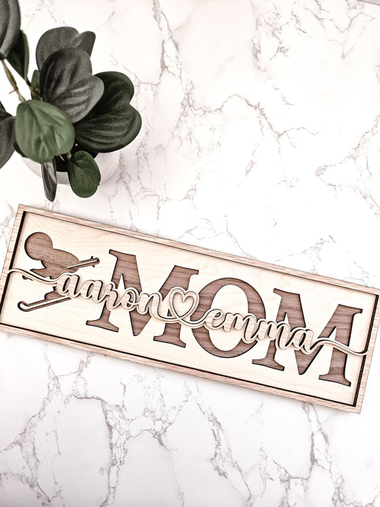 Mom Kids Name Sign | Mother's Day Gift, Gift for Mom, Personalized Name Signs, Soccer Mom Sign, Sport Moms, Grandmother Grandma Sign