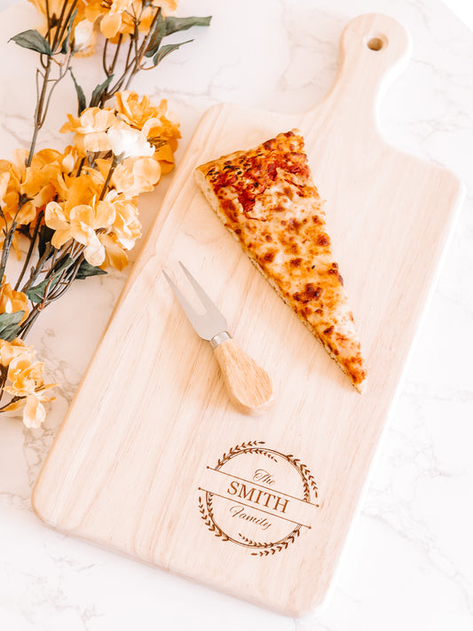 Charcuterie Wood Board - Family Name Wreath Design