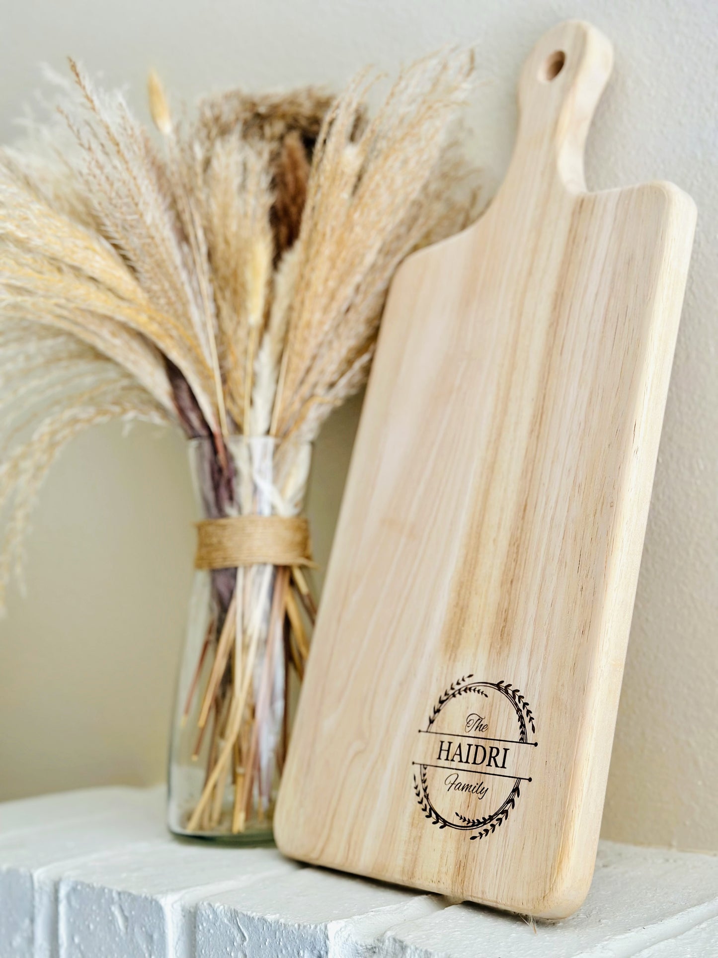 Charcuterie Wood Board - Family Name Wreath Design