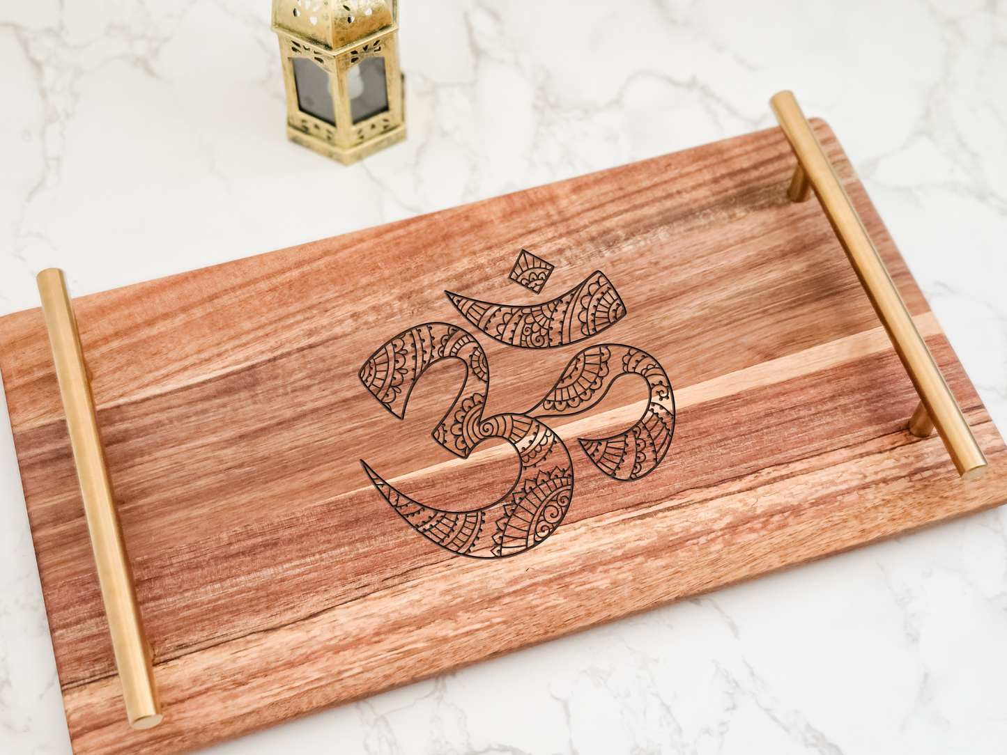 Wooden Serving Tray for Pooja | Lord Ganesh or Lakshmi Saraswathi Design Diwali Pooja