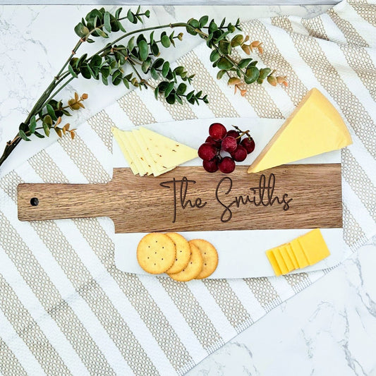 Marble and Wood Serving Board, Cheese Board, Charcuterie Board, Cutting Board, Personalized Engraving, Housewarming, Family, Couple, Gift