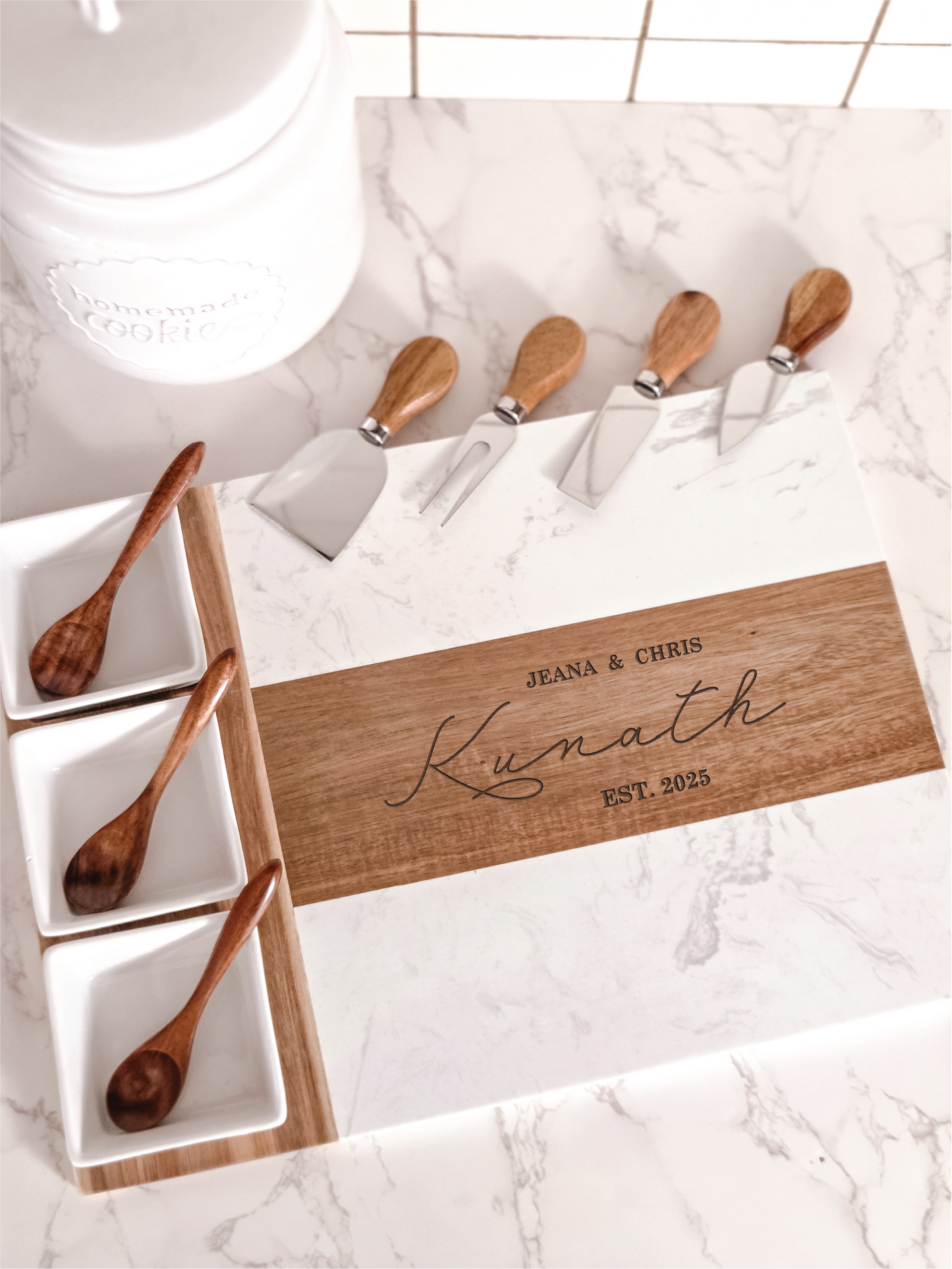 Marble Charcuterie Board Set with Bowls & Knives